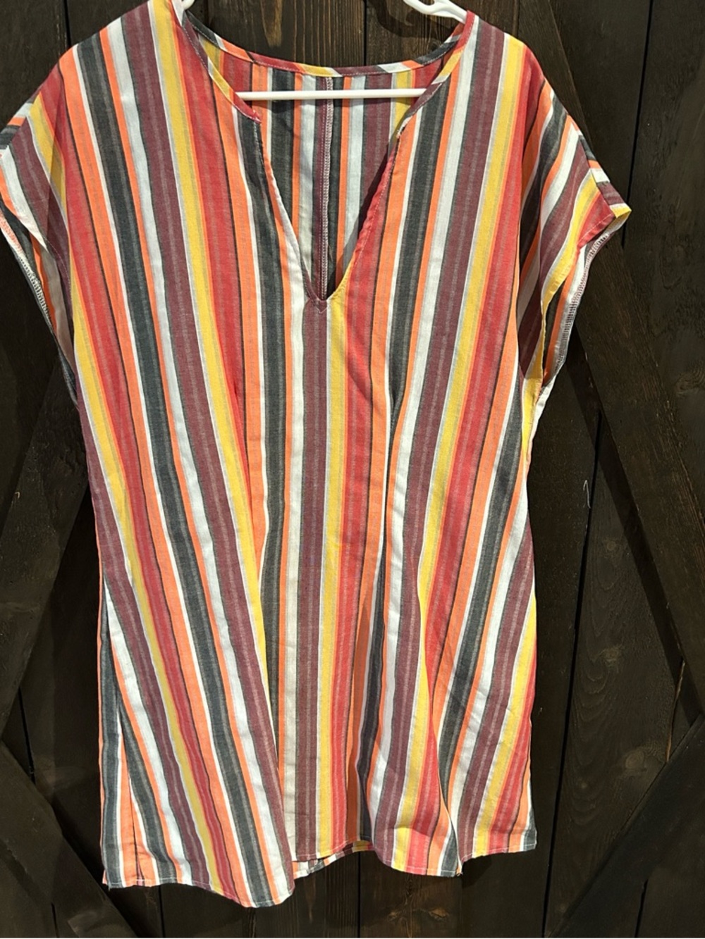 Striped V-Neck Shirt Dress